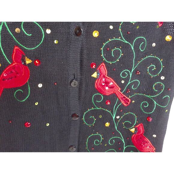 Vintage Kim Rogers Sweater Vest Cardinals Sequins Holiday Size Medium New - Picture 5 of 9